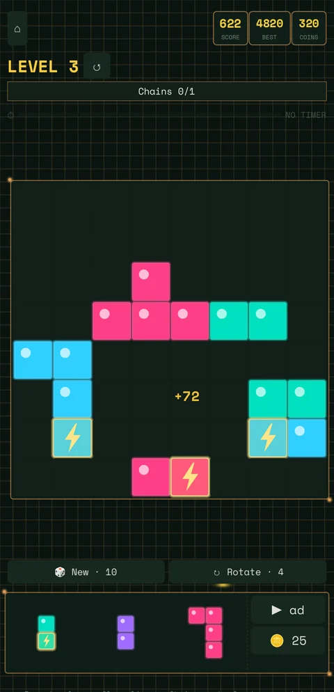 A bomb clearing a 3×3 area of the Fuse board
